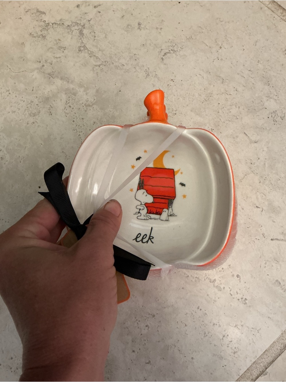 Rae Dunn 3 Pumpkin Bowls/Trinket dish with Peanut’s Snoopy- Orange/White NWT
